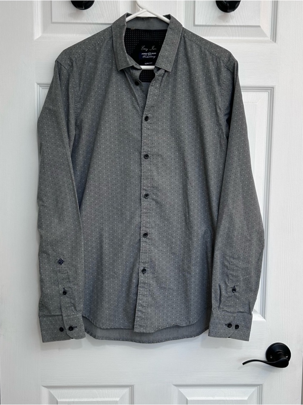 Point Zero Men's Gray Microdot Long Sleeve Dress Shirt